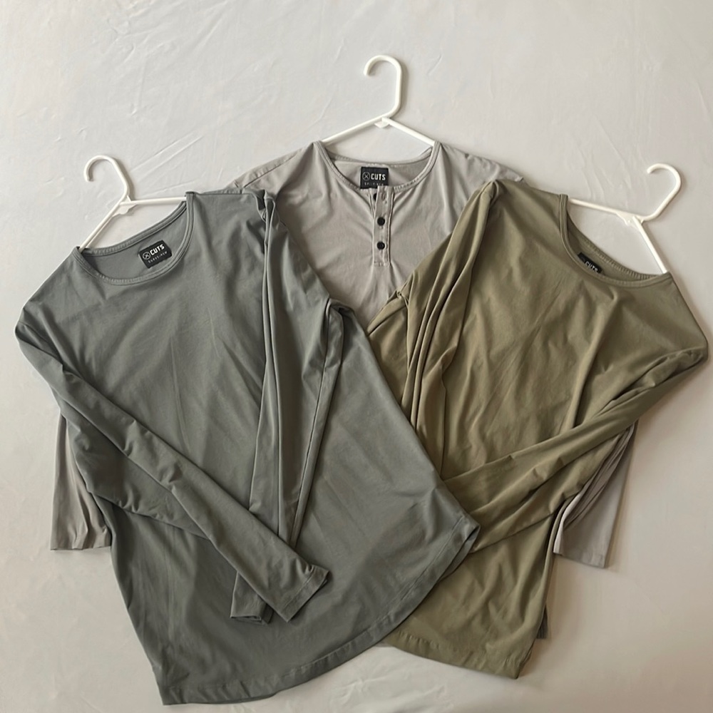3 Men’s Cuts Clothing Ling Sleeve Shirts Crew and Henle